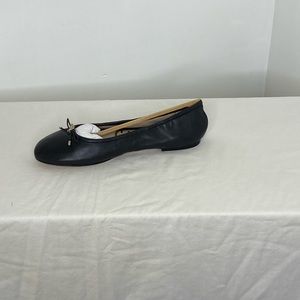 Sam Edelman Womens Metallic Bow Front Ballet Flats Black Leather Size 9W New